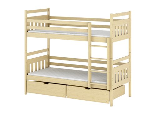 ADAS kétszemélyes emeletes gyerekágy 90x200  cm, Lakkozott Fenyő