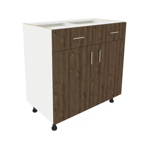 Benita 2 fiókos 2 ajtós Alsó konyhaszekrény  Bronz Tölgy-Fehér 80x50x80 cm  N